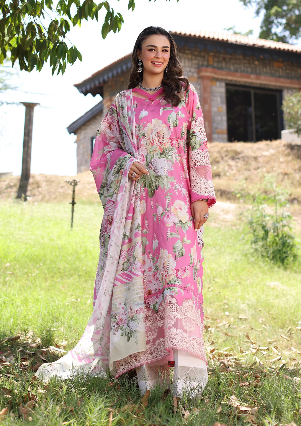 Elaf Premium | Prints Chikankari 24 | 03B PINK MUSE - House Of Hania