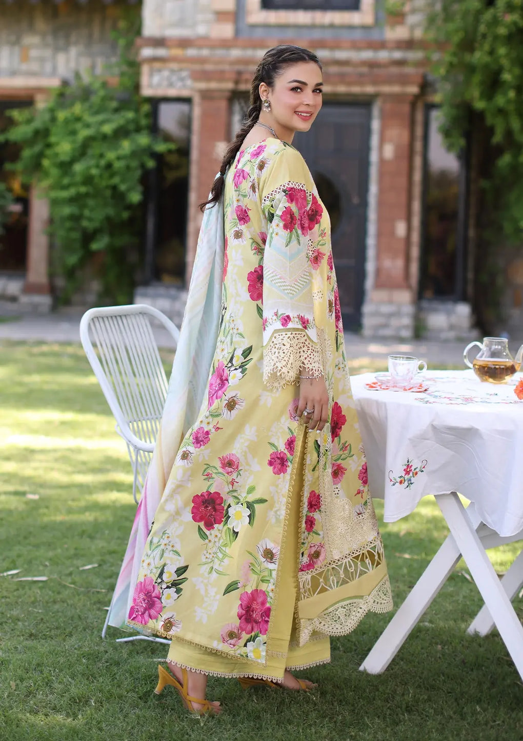 Elaf Premium | Prints Chikankari 24 | 06A SUNSHINE BOUQUET - House Of Hania