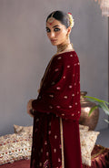 Emaan Adeel Makhmal Embroidered Velvet 3Pc Suit MK-02 ROSHANAY - House Of Hania
