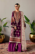 Emaan Adeel Makhmal Embroidered Velvet 3Pc Suit MK-05 MAHZARA - House Of Hania