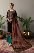 Emaan Adeel Makhmal Embroidered Velvet 3Pc Suit MK-06 VERSHA - House Of Hania