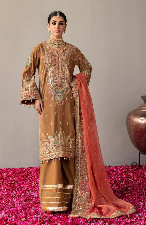 Emaan Adeel Makhmal Embroidered Velvet 3Pc Suit MK-07 MERAKI - House Of Hania