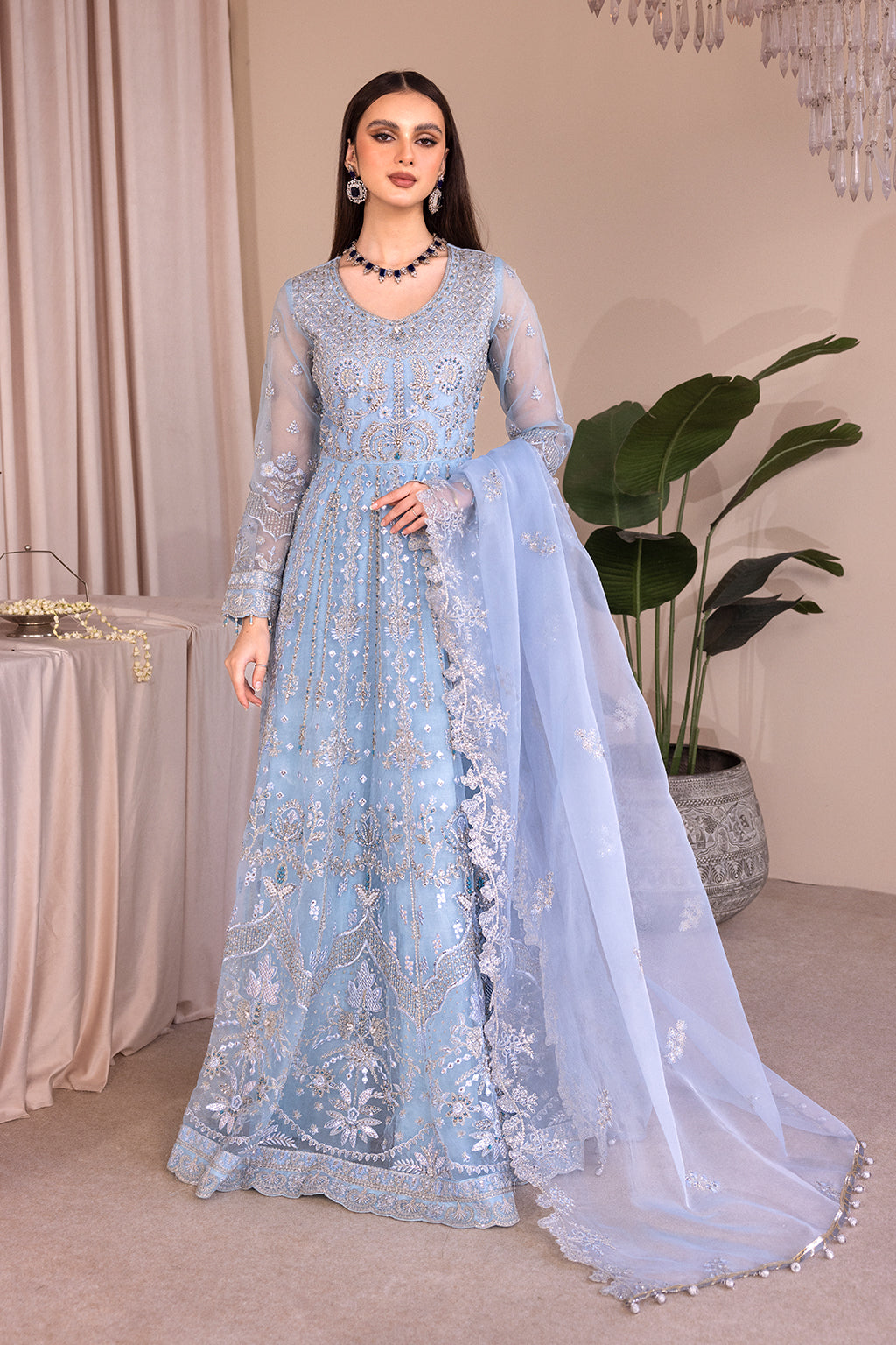 Emaan Adeel Romansiyyah Luxury Formal 3 Piece Suit RM-03 Blue Lagoon - House Of Hania