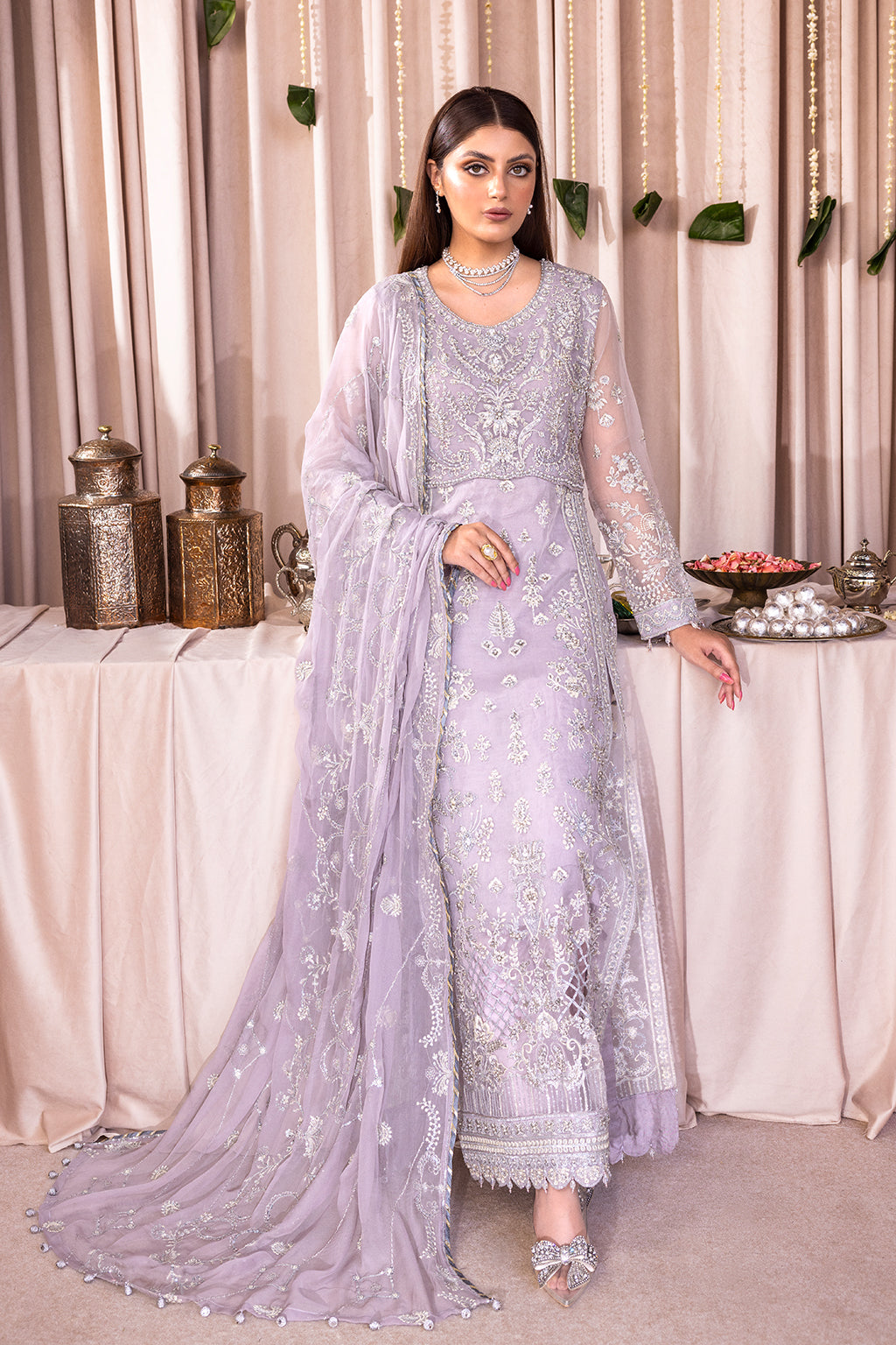 Emaan Adeel Romansiyyah Luxury Formal 3 Piece Suit RM-04 Sweet Indigo - House Of Hania