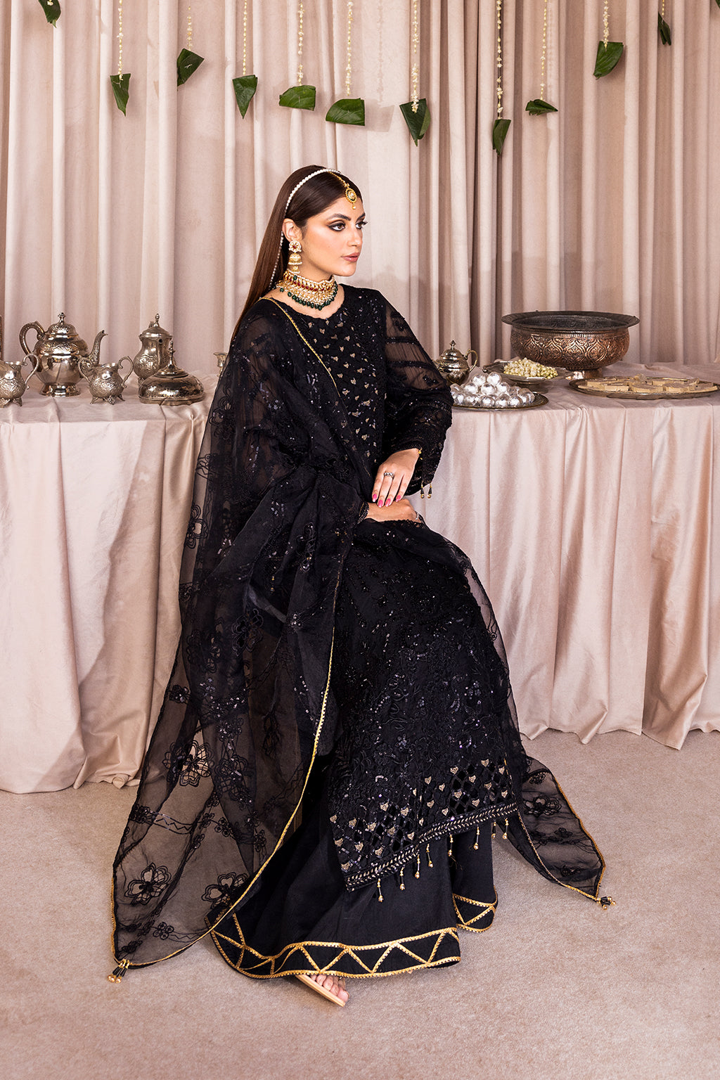 Emaan Adeel Romansiyyah Luxury Formal 3 Piece Suit RM-07 Black Swan - House Of Hania
