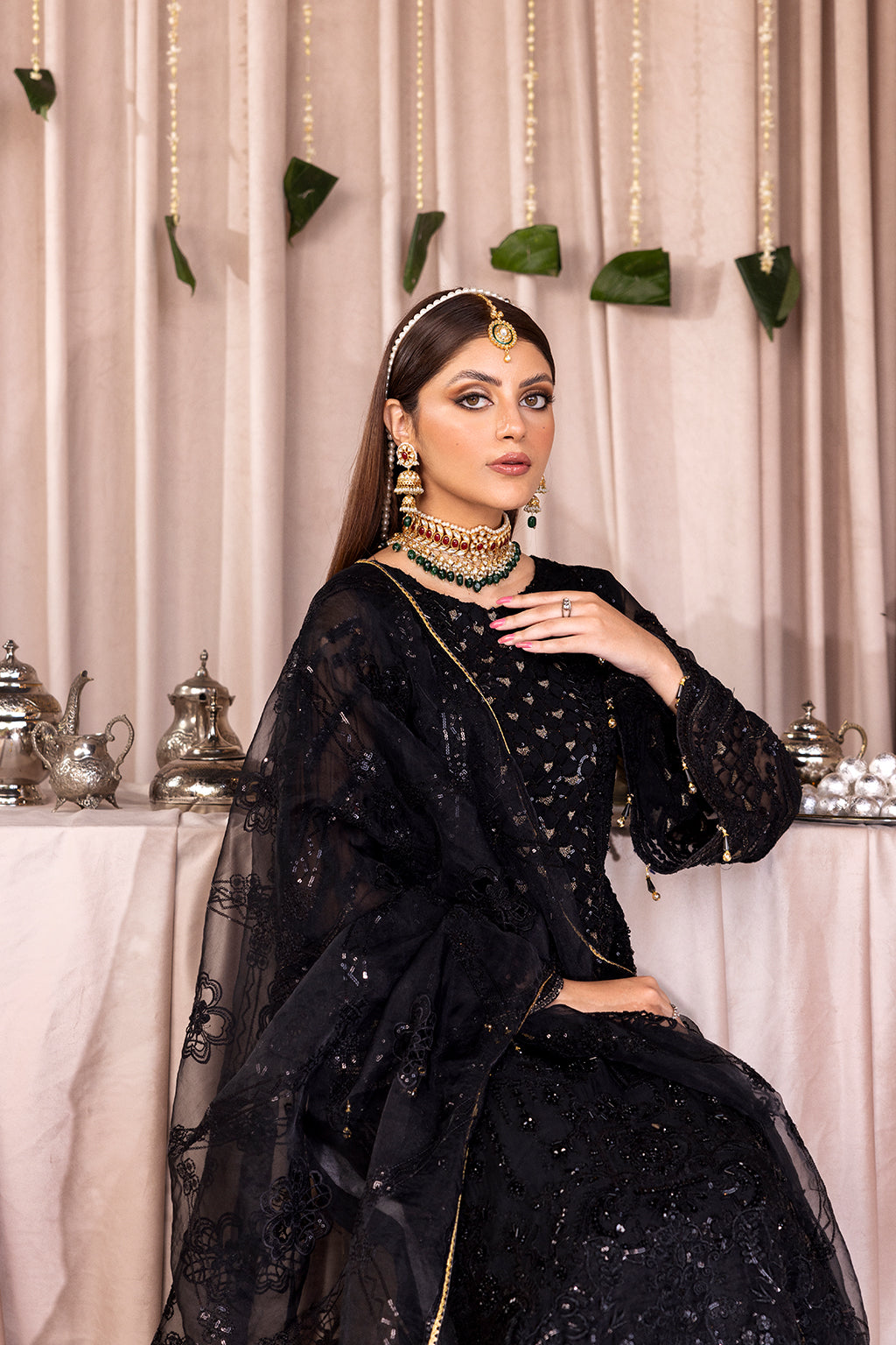 Emaan Adeel Romansiyyah Luxury Formal 3 Piece Suit RM-07 Black Swan - House Of Hania