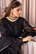 Emaan Adeel Romansiyyah Luxury Formal 3 Piece Suit RM-07 Black Swan - House Of Hania