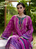 Farah Talib Aziz | Mayna Festive Prints 24 | Tazeen Magenta Ombre Shirt And Dupatta - House Of Hania