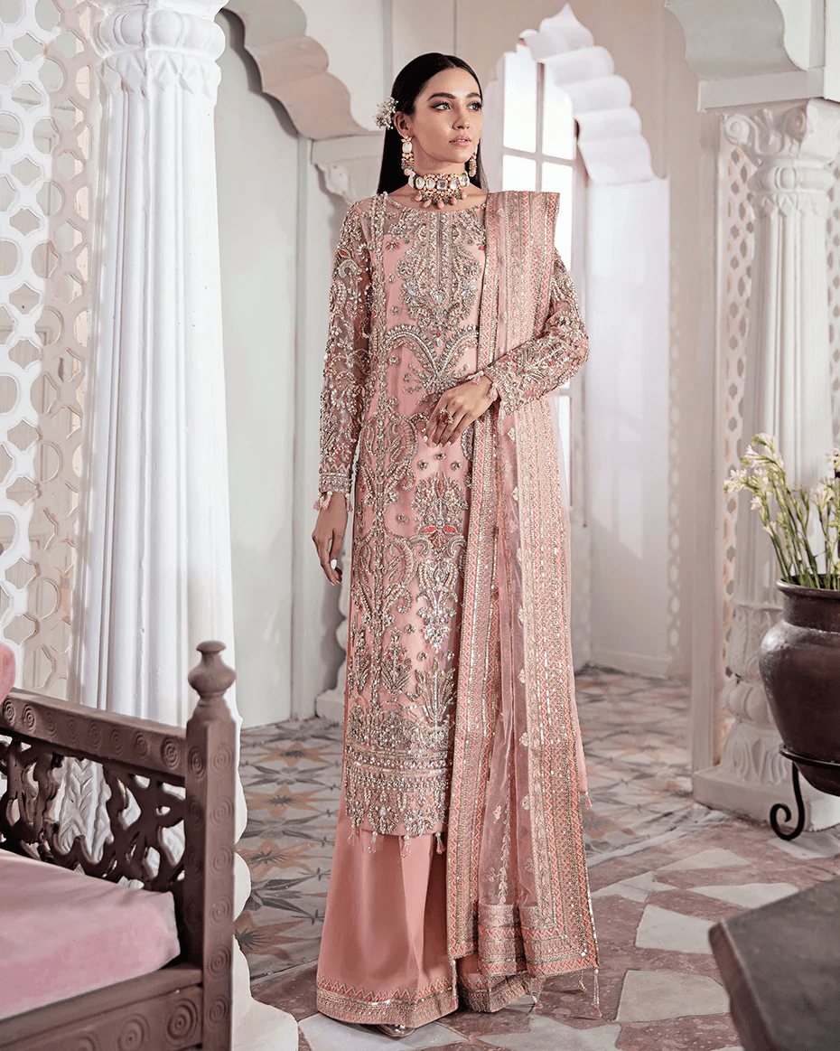 Gulaal - ARJUMAND EMBROIDERED NET 3-PIECE SUIT WS-15 - House Of Hania