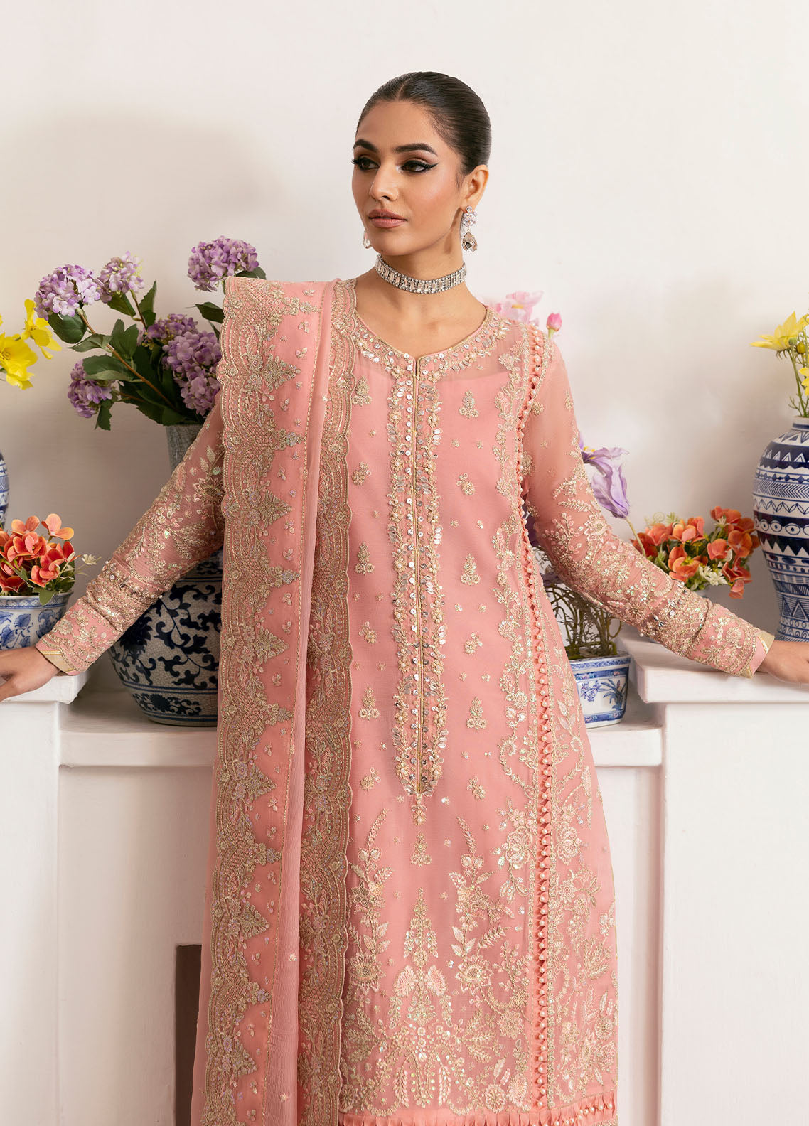 Gulaal | Reverie Embroidered Chiffon | CORALYN - House Of Hania