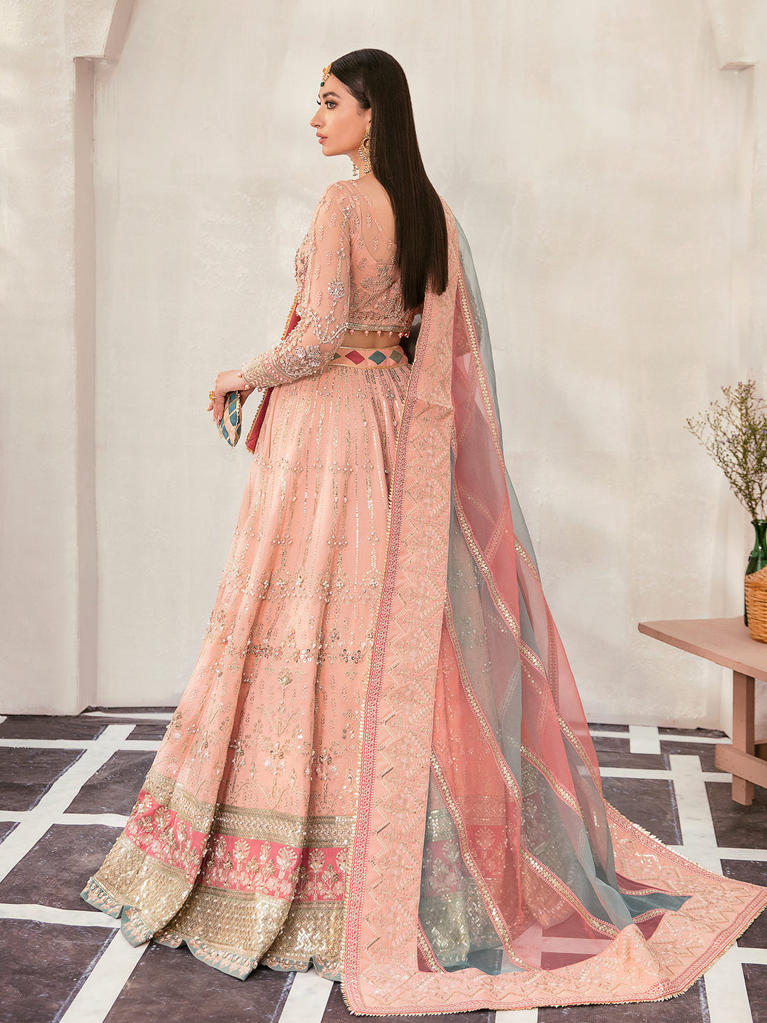 Gulaal | Wedding Formals | AFREEN GL-WS-22V1-29 (PEACH LEHNGA CHOLI) - House Of Hania