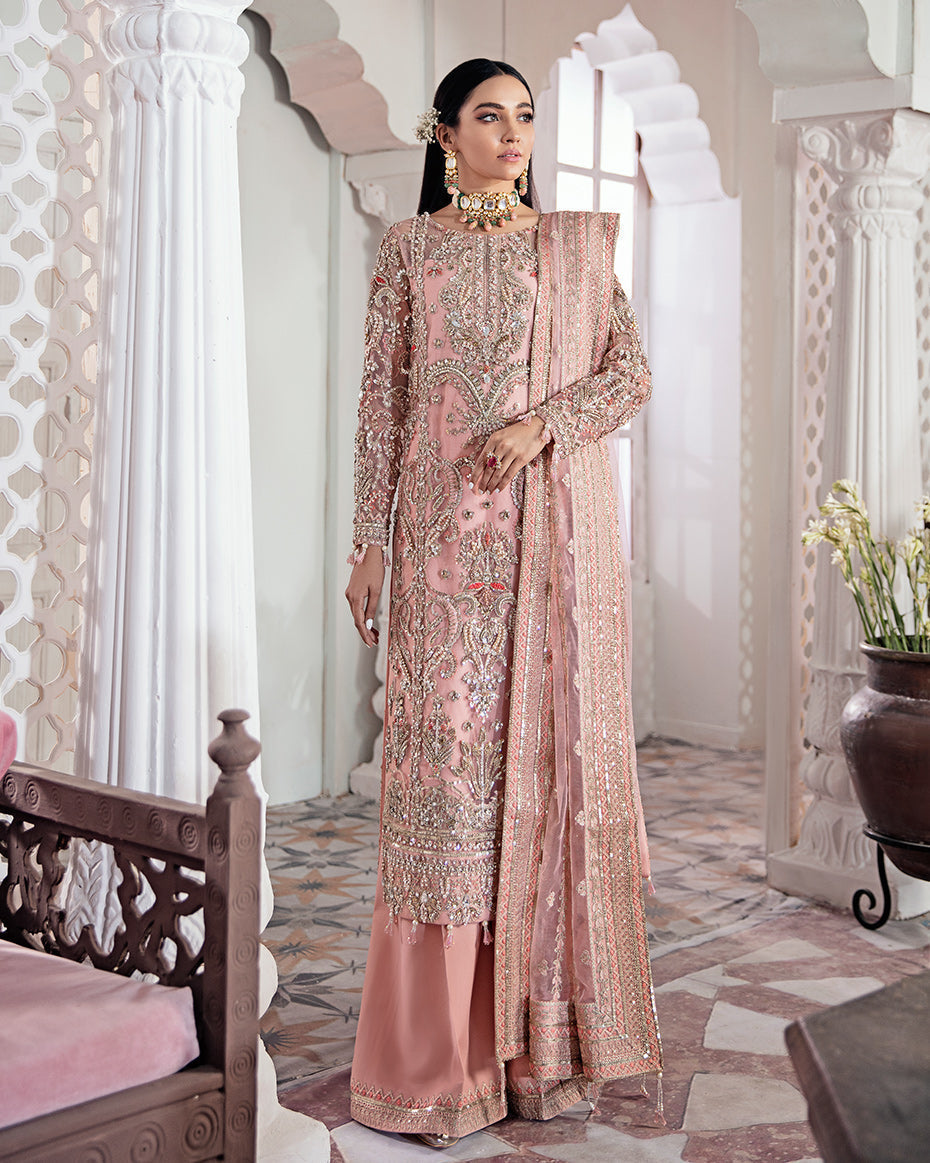 Gulaal | Wedding Formals | ARJUMAND EMBROIDERED NET 3-PIECE SUIT WS-15 - House Of Hania