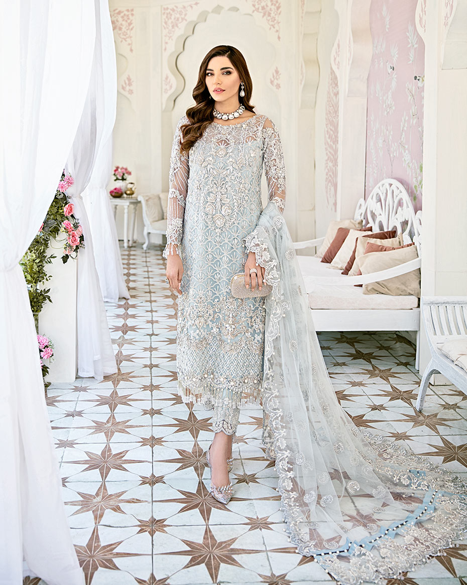Gulaal | Wedding Formals | Avenir Embroidered Net 3-Piece Suit WS-01 - House Of Hania