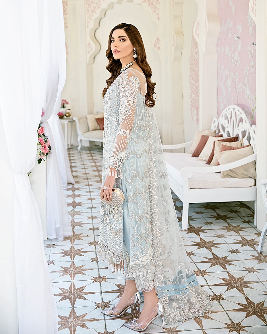 Gulaal | Wedding Formals | Avenir Embroidered Net 3-Piece Suit WS-01 - House Of Hania