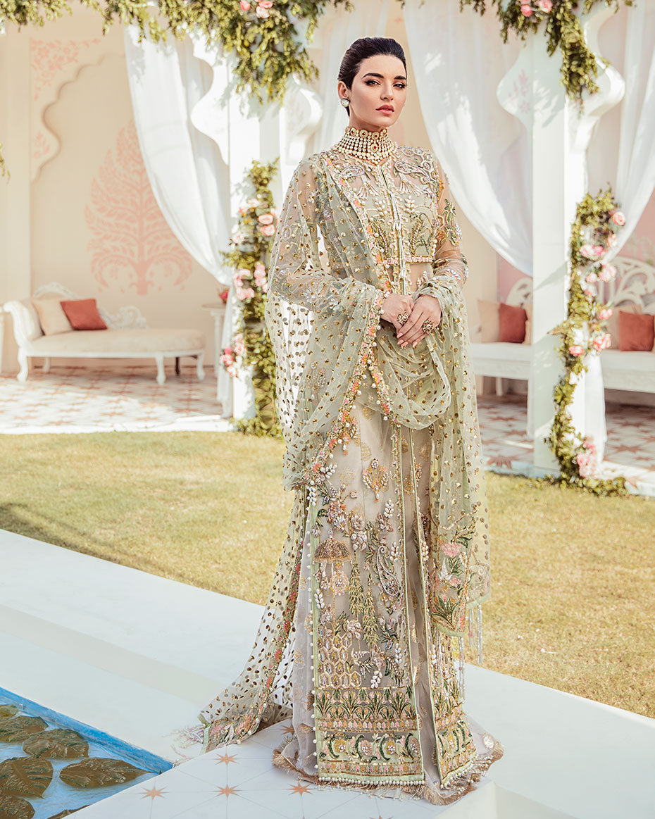 Gulaal | Wedding Formals | Cher Embroidered Net 3-Piece Suit WS-04 - House Of Hania