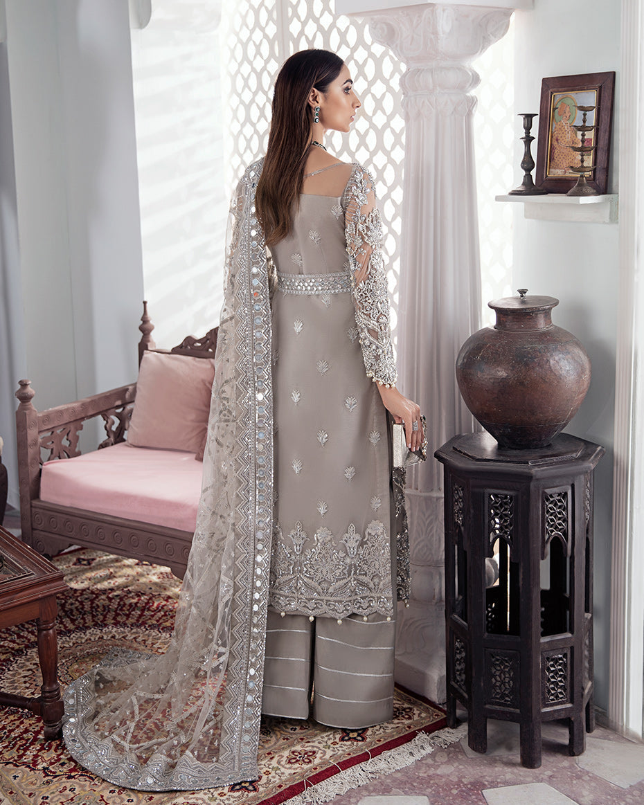 Gulaal | Wedding Formals | Gulnoor Embroidered Net 3-Piece Suit WS-18 - House Of Hania