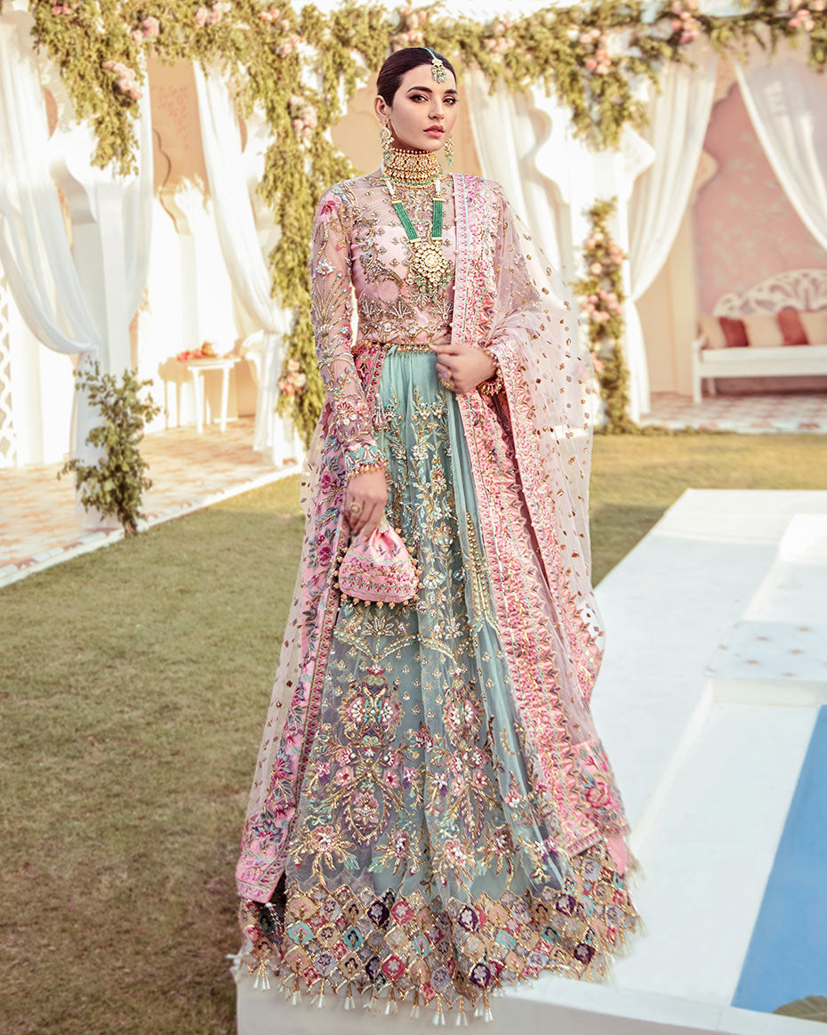 Gulaal | Wedding Formals | Joli Embroidered Net 3-Piece Suit WS-03 - House Of Hania