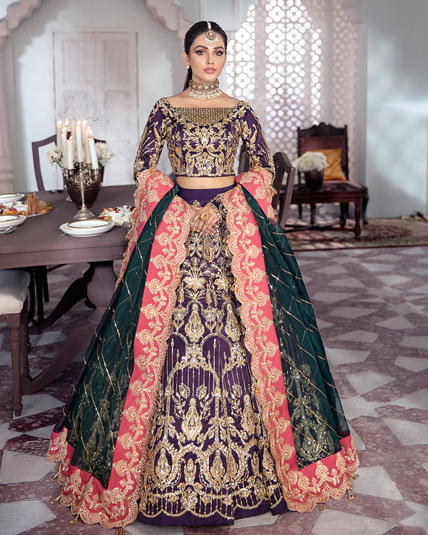 Gulaal | Wedding Formals | KEHKSHAN EMBROIDERED NET 3-PIECE SUIT WS-14 - House Of Hania