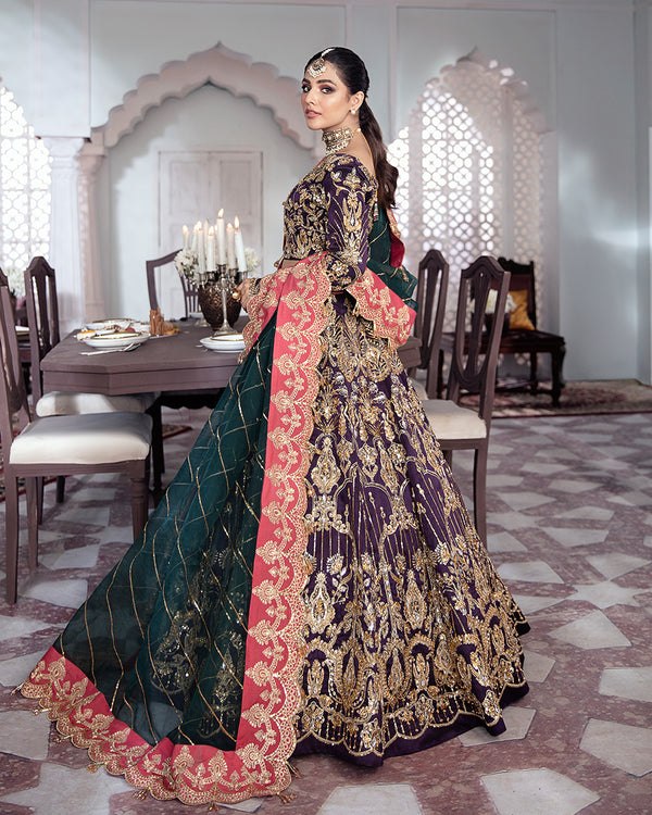 Gulaal | Wedding Formals | KEHKSHAN EMBROIDERED NET 3-PIECE SUIT WS-14 - House Of Hania