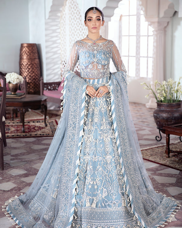 Gulaal | Wedding Formals | Mehnaaz Embroidered Net 3-Piece Suit WS-13 - House Of Hania