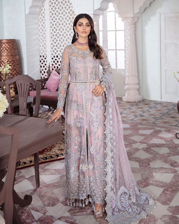 Gulaal | Wedding Formals | NAAZ EMBROIDERED NET 3-PIECE SUIT WS-09 - House Of Hania