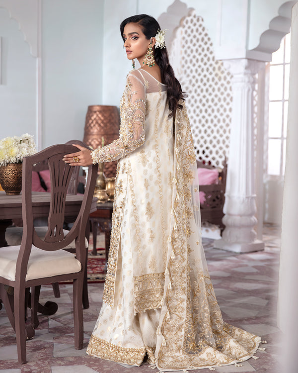 Gulaal | Wedding Formals | Shehnaz Embroidered Net 3-Piece Suit WS-11 - House Of Hania