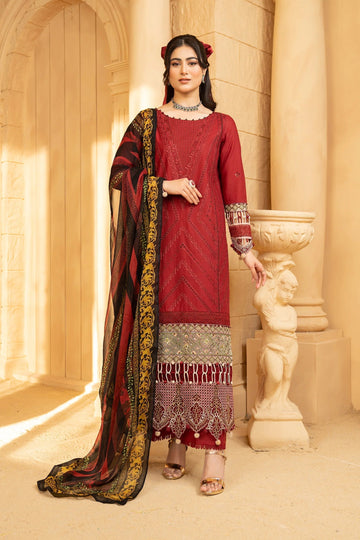 Hemstitch | Summer Luxury Lawn 24 | cherry - House Of Hania