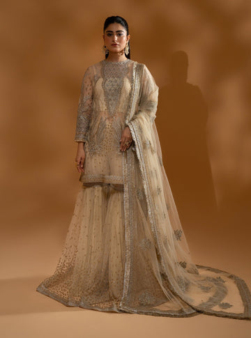Hemstitch Wedding Formal Net 3Pc Suit WDU-08 Leila - House Of Hania