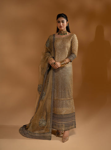 Hemstitch Wedding Formal Zari Net 3Pc Suit WDU-09 Dream - House Of Hania