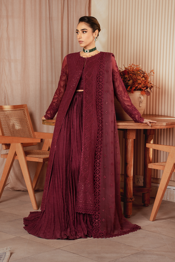 Iznik | Chiffonkari Formals | ICK-01 Embroidered Chiffon - House Of Hania