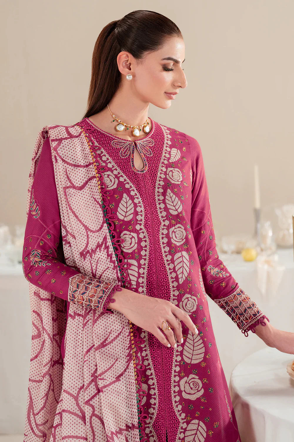 Jazmin | Iris EMBROIDERED DOBBY LAWN IL'25-D05 - House Of Hania