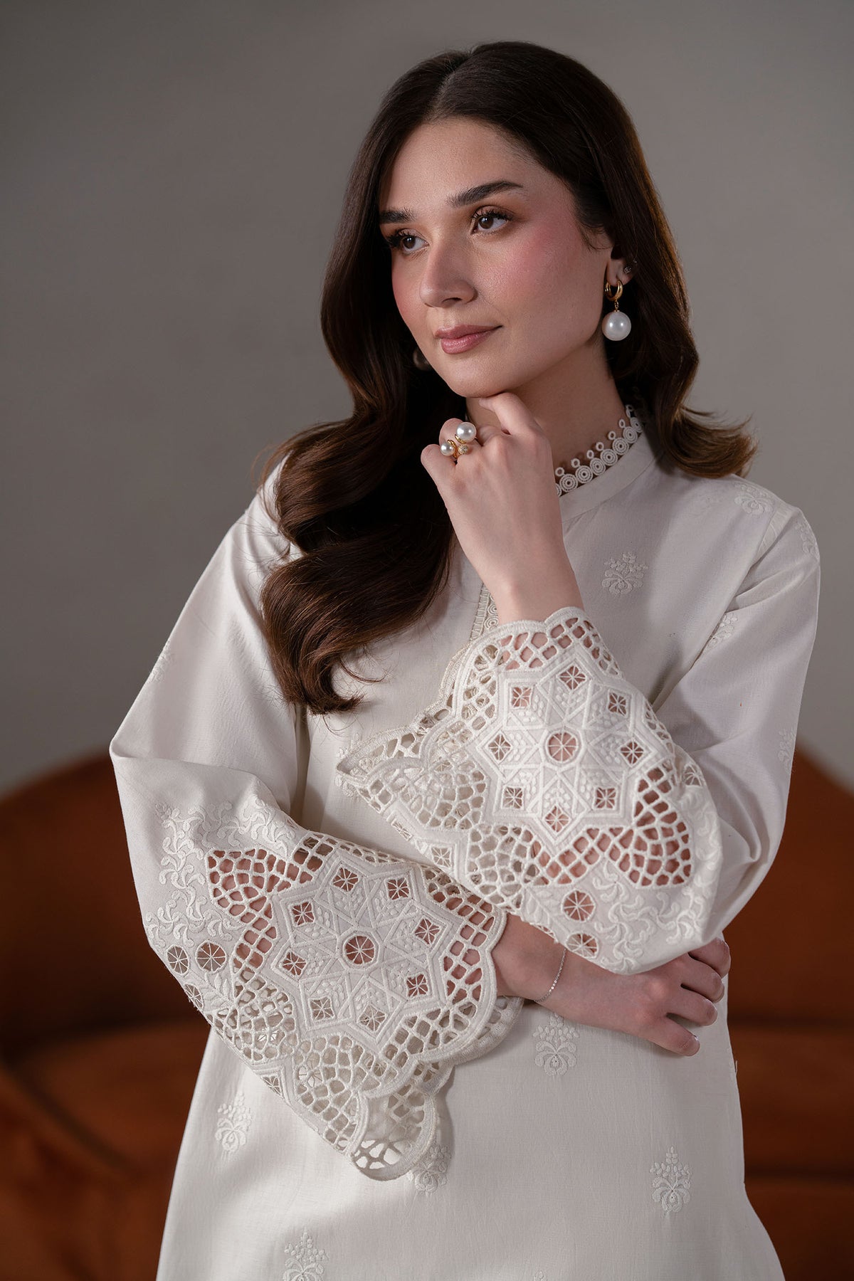 Akbar Aslam | Pret Lawn | Ecru