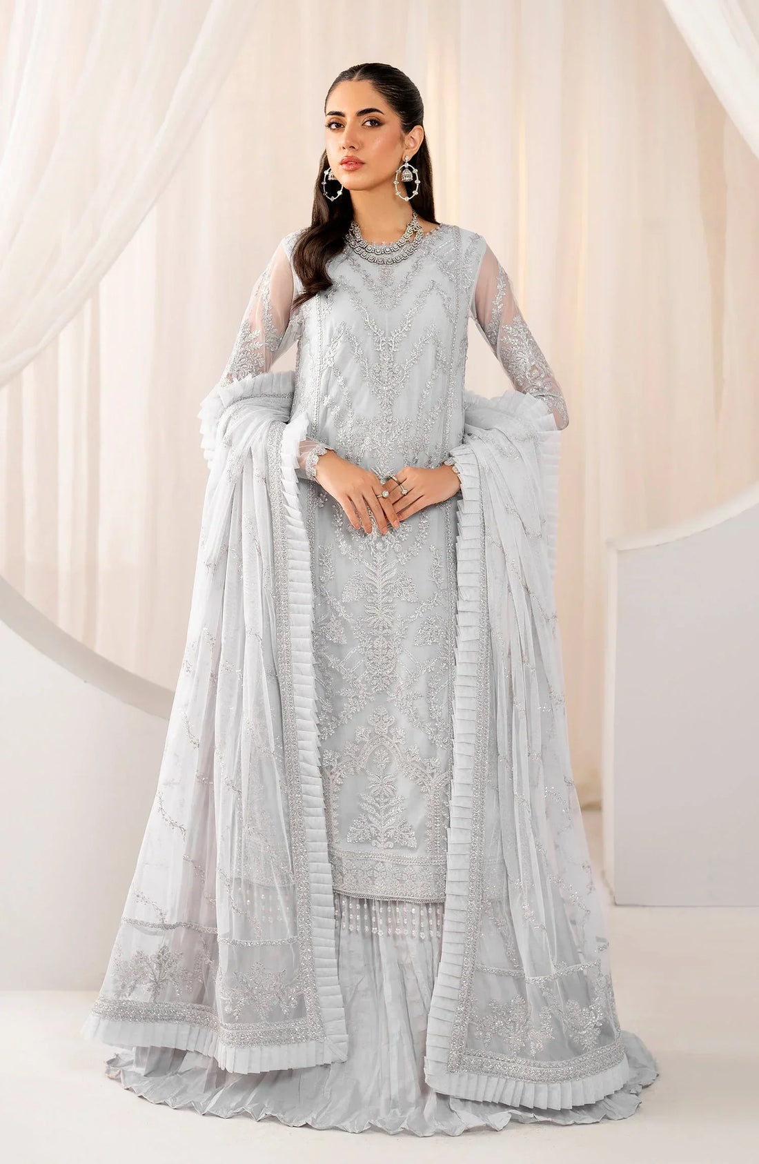 Maheer by Zarif Sequins Embroidered Net 3Pc Suit ZMU-03 DARIA - House Of Hania