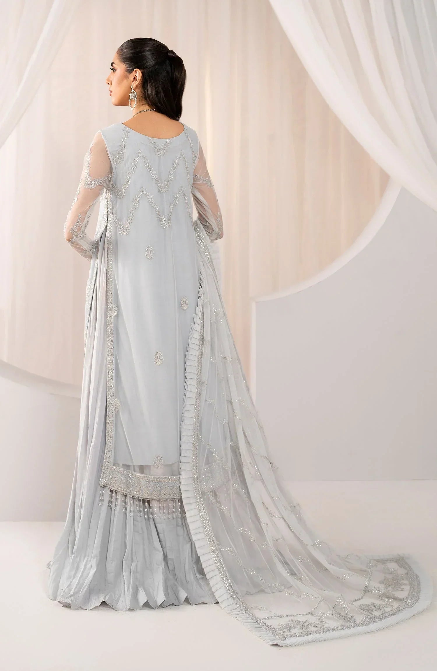 Maheer by Zarif Sequins Embroidered Net 3Pc Suit ZMU-03 DARIA - House Of Hania