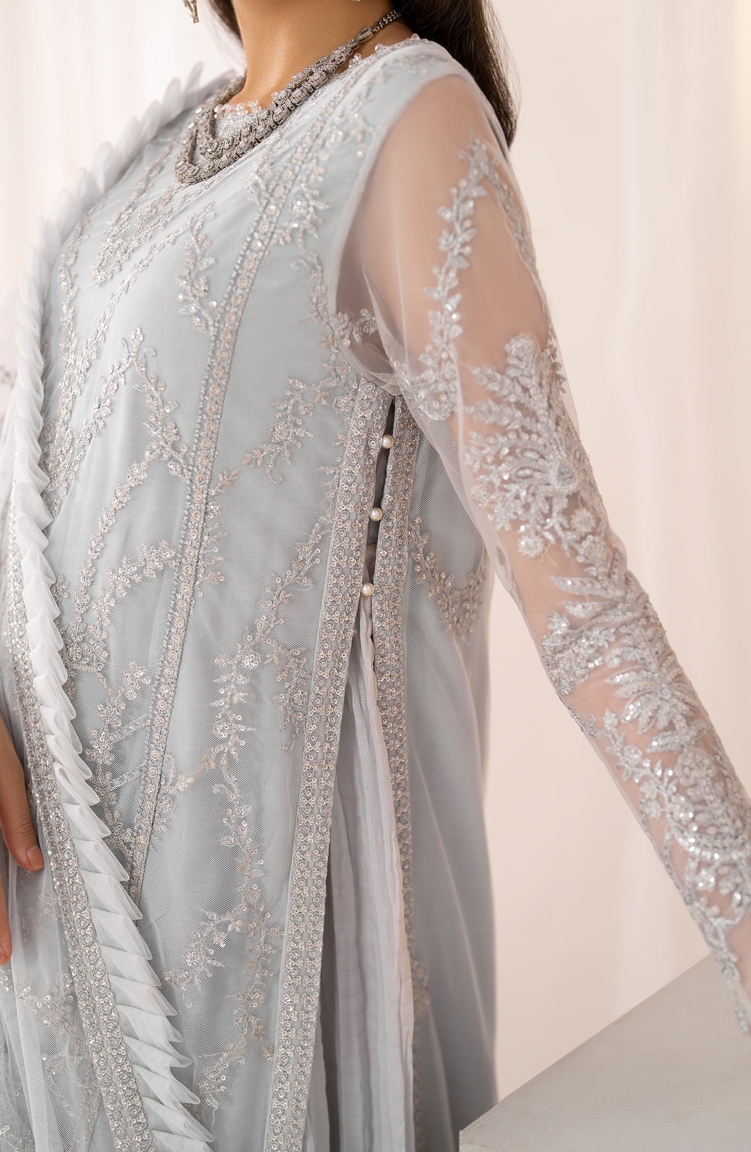 Maheer by Zarif Sequins Embroidered Net 3Pc Suit ZMU-03 DARIA - House Of Hania