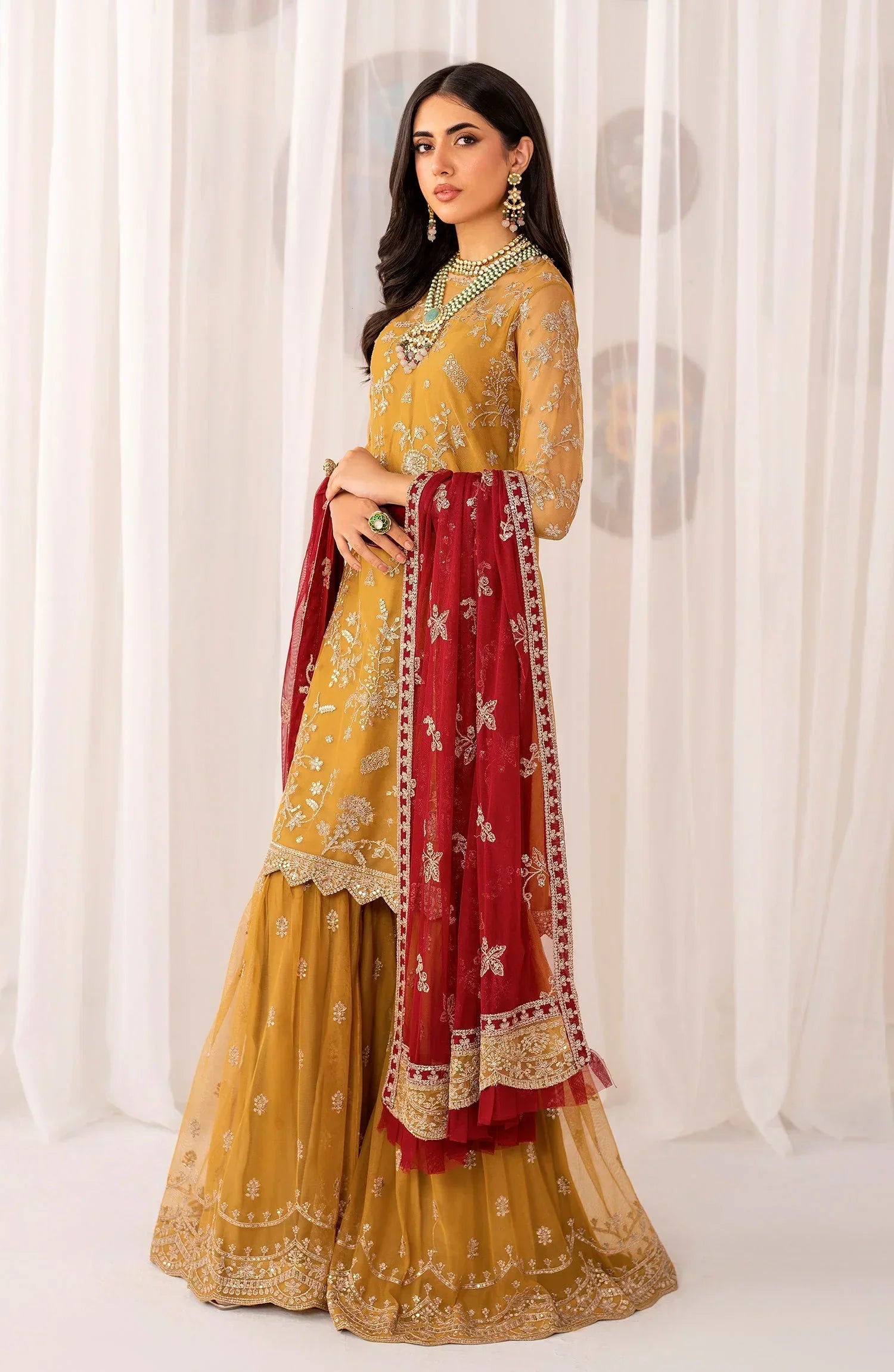 Maheer by Zarif Sequins Embroidered Net 3Pc Suit ZMU-04 MAHROO - House Of Hania