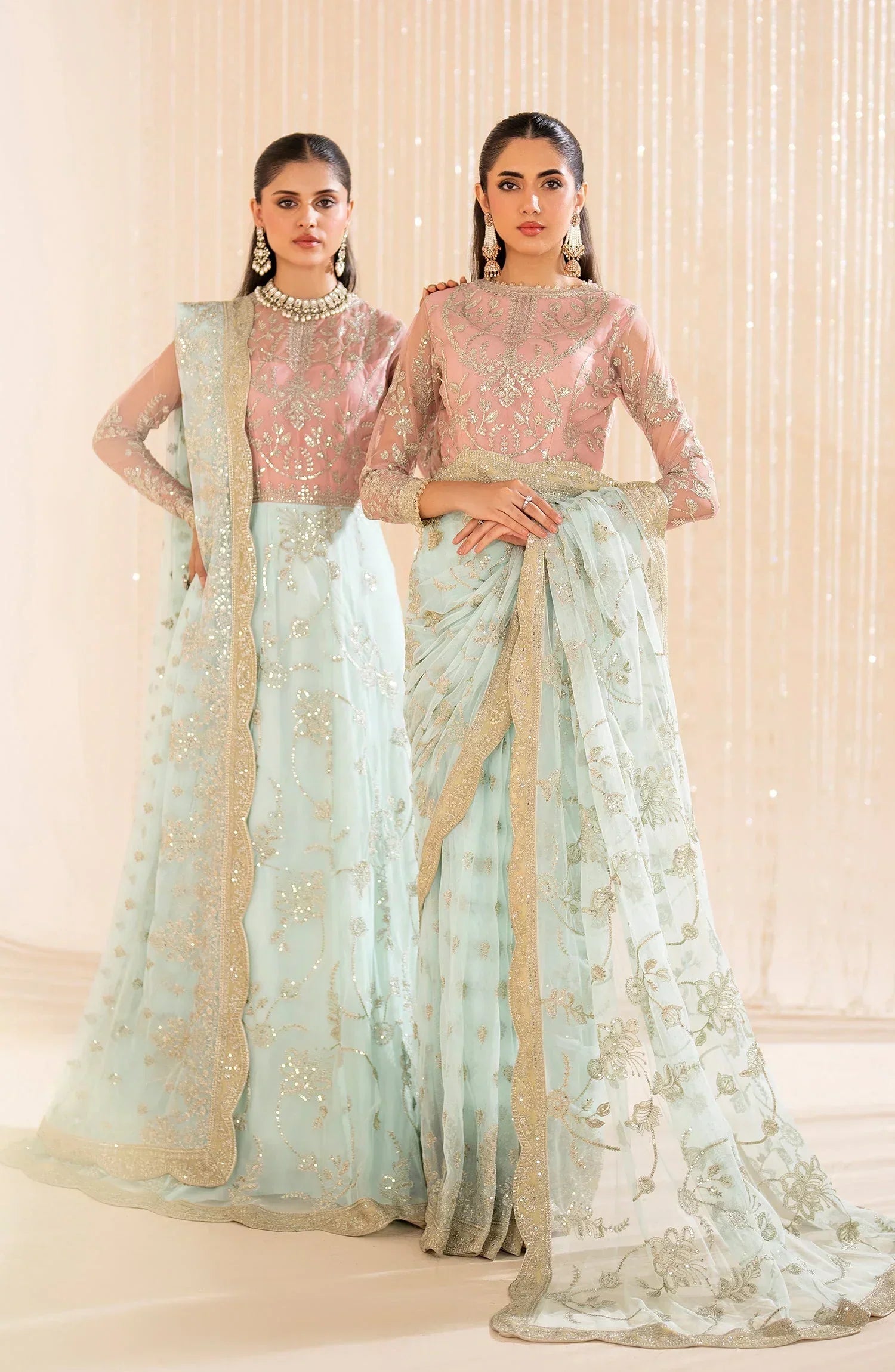 Maheer by Zarif Sequins Embroidered Net 3Pc Suit ZMU-06 ESME - House Of Hania