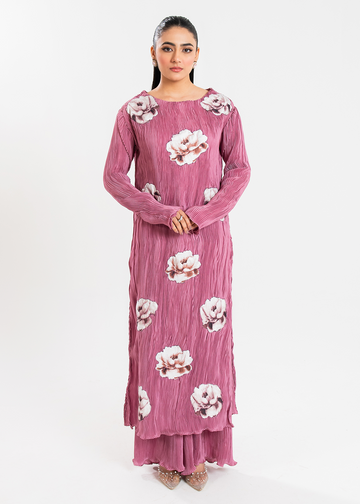 Maria Osama Khan | Claire Pleated Silk | Rosy - House Of Hania
