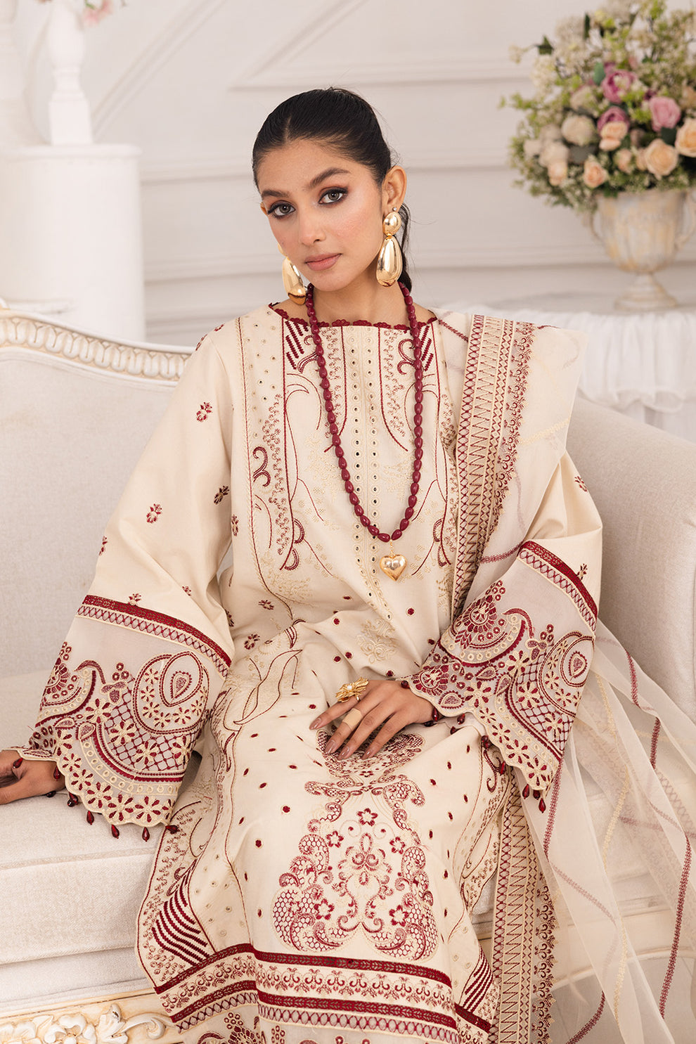 Maryum N Maria | Mira Luxury Lawn | BEHNAZ - FS50098 - House Of Hania