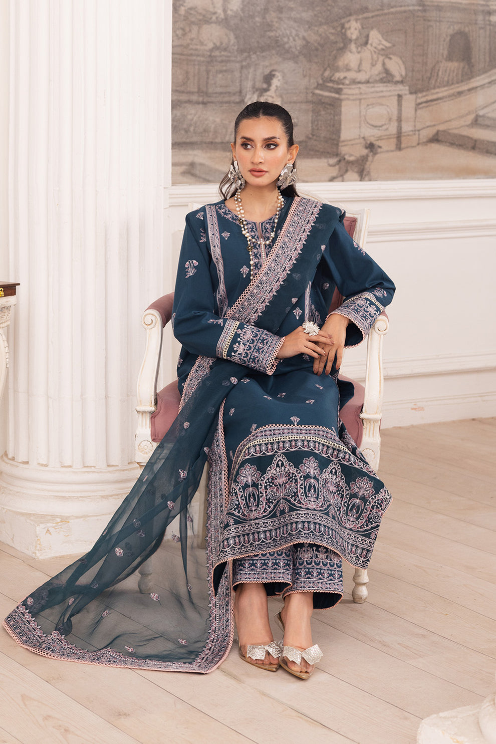 Maryum N Maria | Mira Luxury Lawn | FIROUZEH - FS50101 - House Of Hania