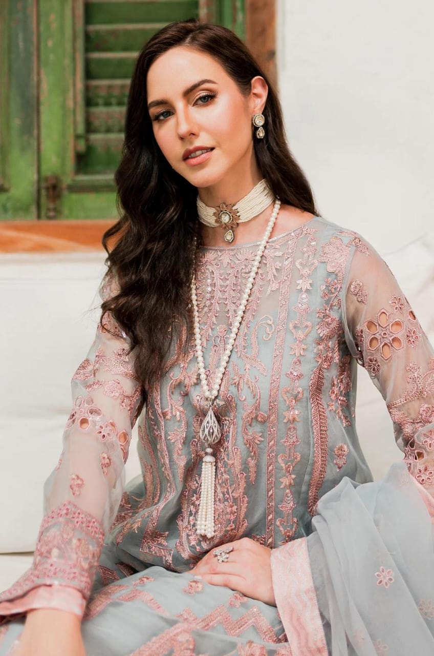 Maryum N Maria | Sorina Luxury Chiffon 23 | Dawn Blue (MW23-510) - House Of Hania