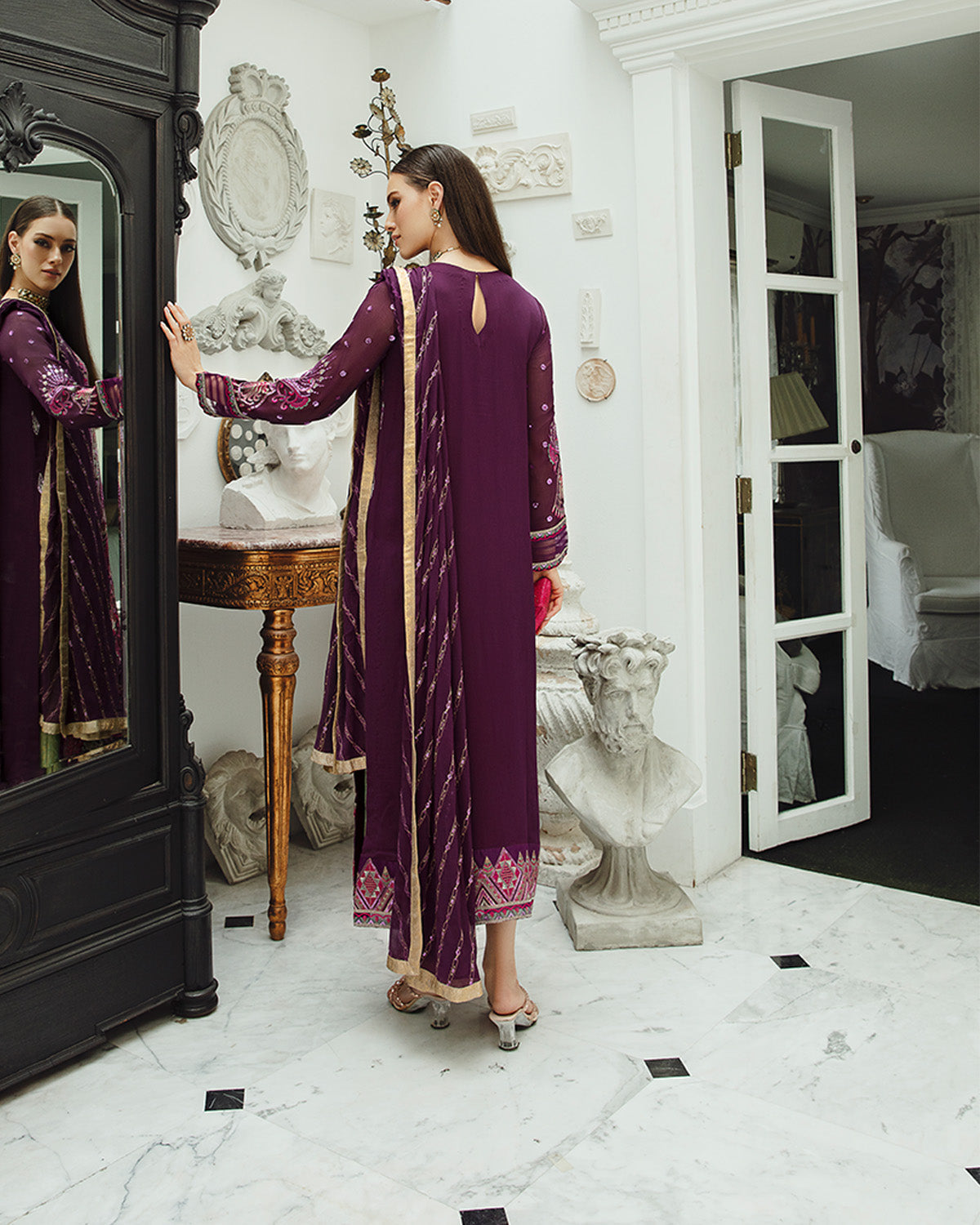 Maryum n Maria | Freesia Ariya Formals | SW23-502 - PLUM - Roshan - House Of Hania