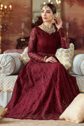 Motifz-2776-MAROON EMBROIDERED SILK NET FABRIC - House Of Hania