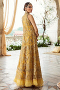 Motifz-2780-YELLOW EMBROIDERED SILK NET FABRIC - House Of Hania