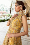 Motifz-2780-YELLOW EMBROIDERED SILK NET FABRIC - House Of Hania
