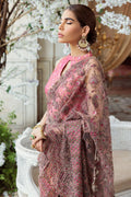 Motifz-3185-BROWN EMBROIDERED SILK NET FABRIC - House Of Hania