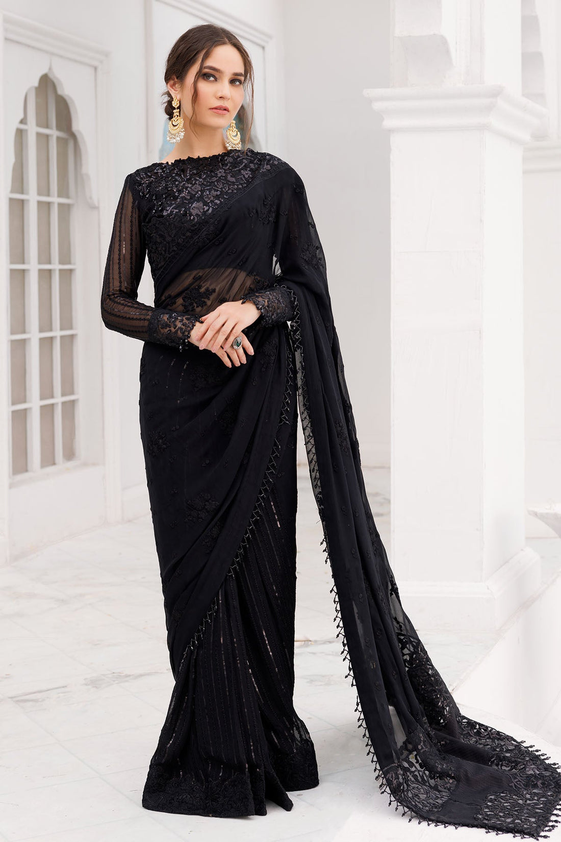 Motifz-3463-OPAL EMBROIDERED BEMBERG CHIFFON - House Of Hania
