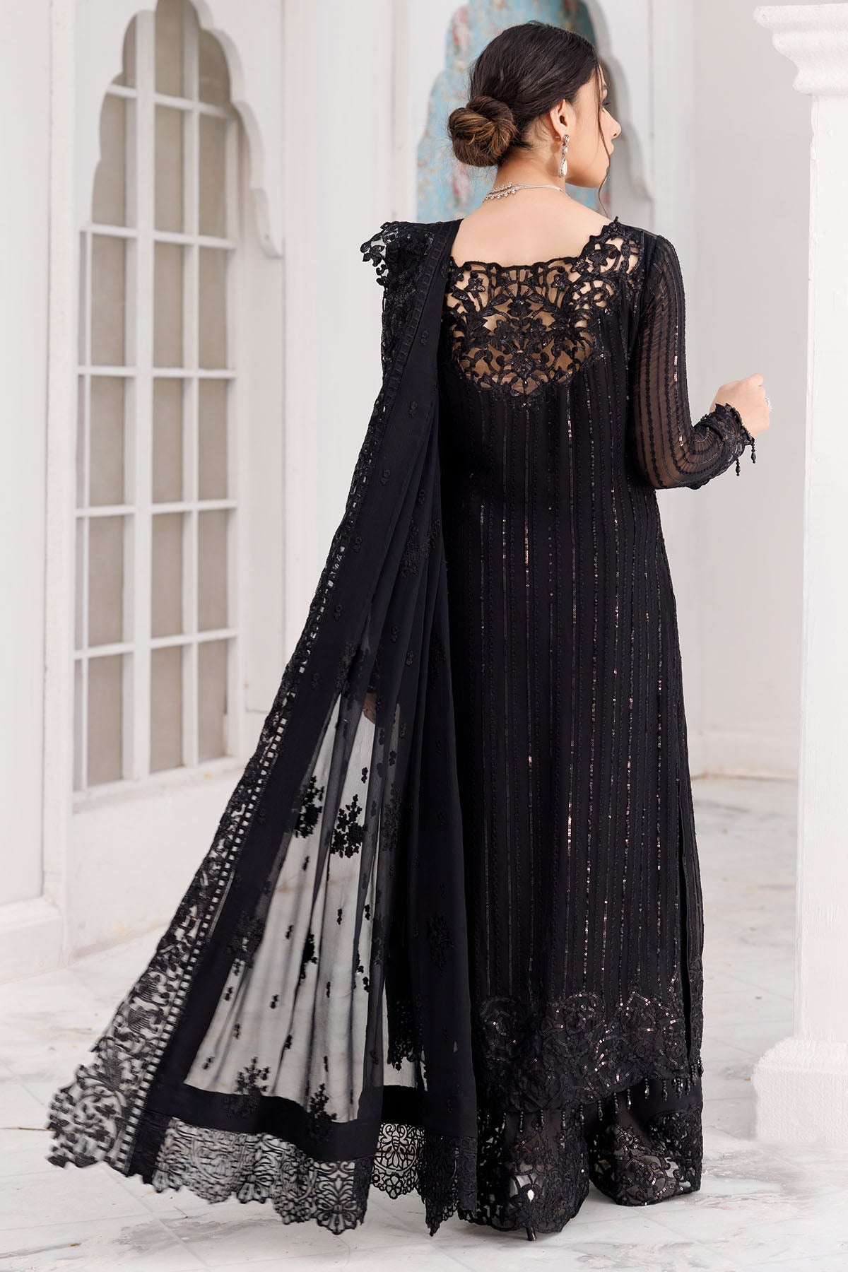 Motifz-3463-OPAL EMBROIDERED BEMBERG CHIFFON - House Of Hania