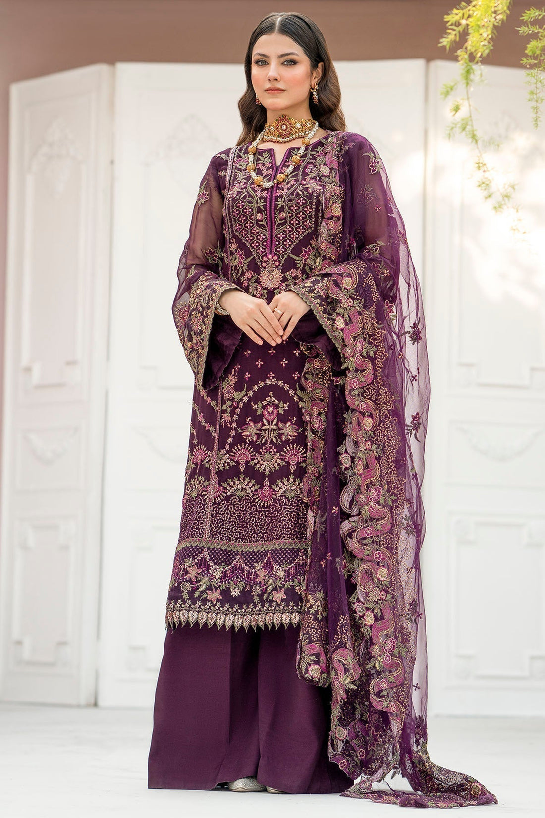 Motifz-4118-CLAUDIA EMBROIDERED BEMBERG CHIFFON - House Of Hania
