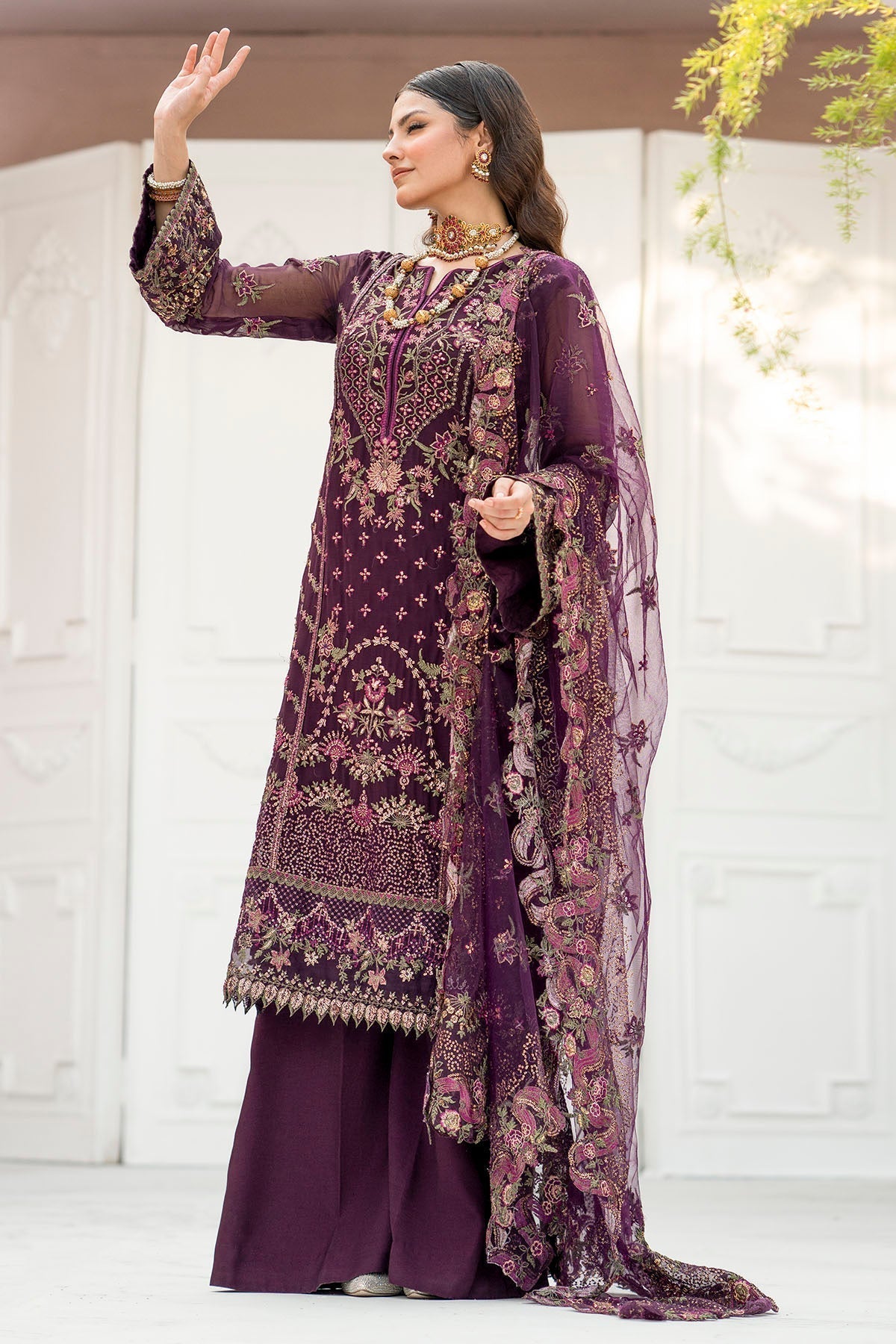 Motifz-4118-CLAUDIA EMBROIDERED BEMBERG CHIFFON - House Of Hania